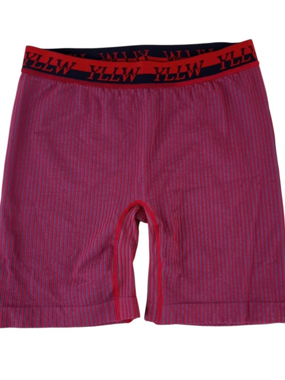 Yellow The Label ALY Ribbed Mid Length Biker Shorts Womens L Rouge Red Striped